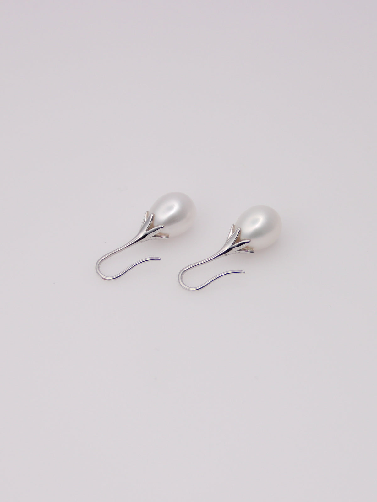 14K White Gold Cultured Pearl Drop Earrings