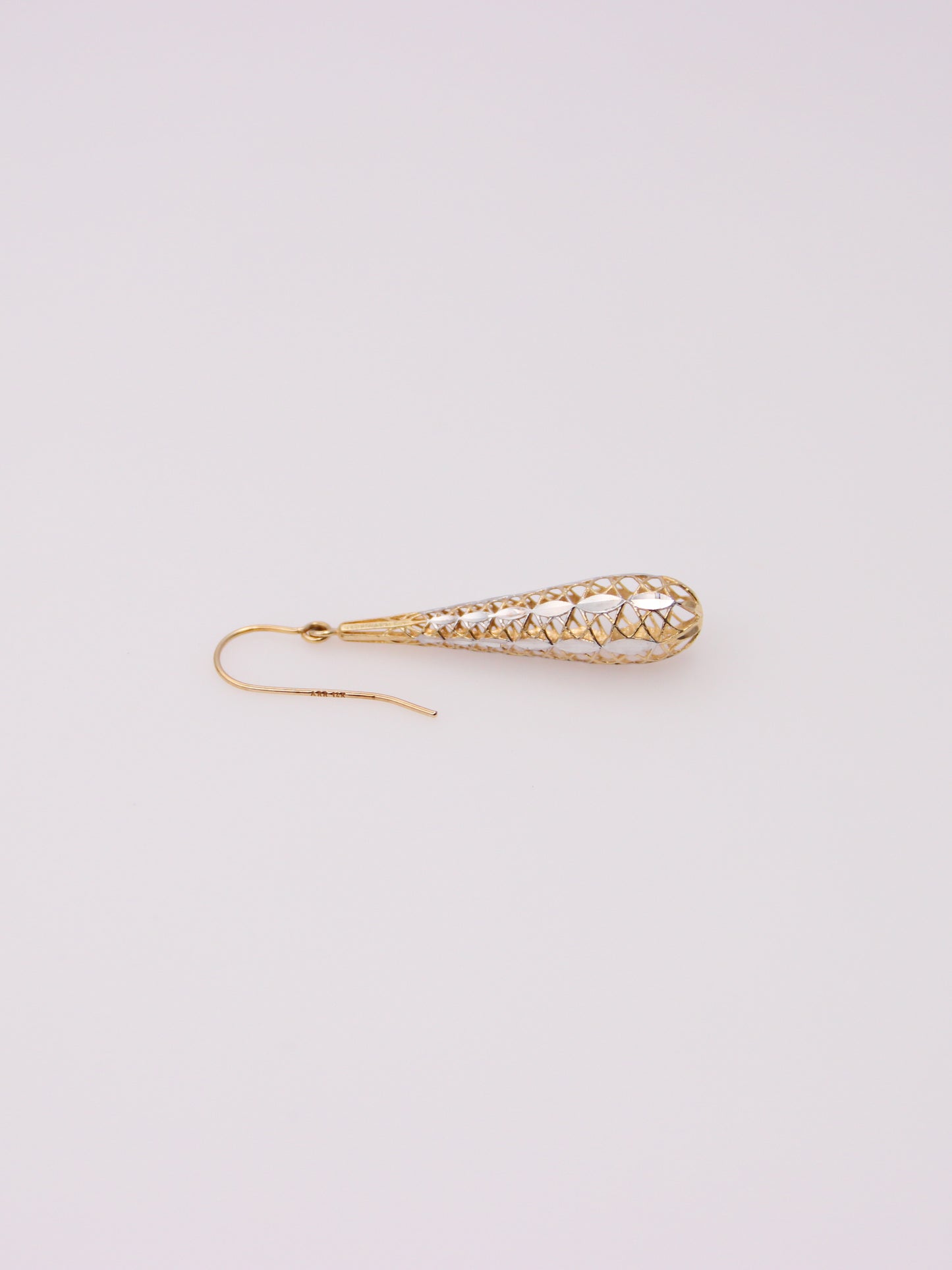 14K Two-Tone Lattice Dropdown Earrings