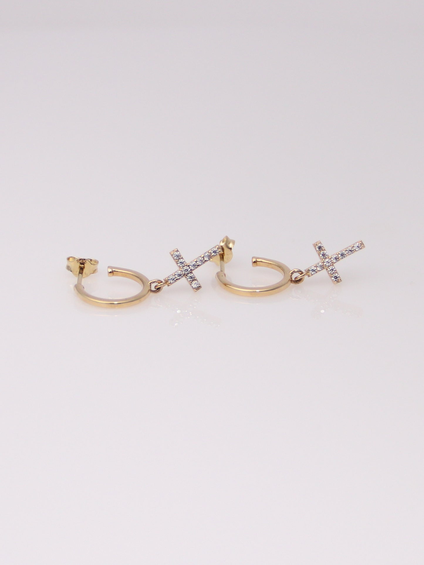 Cross Dangle Hoop Studs