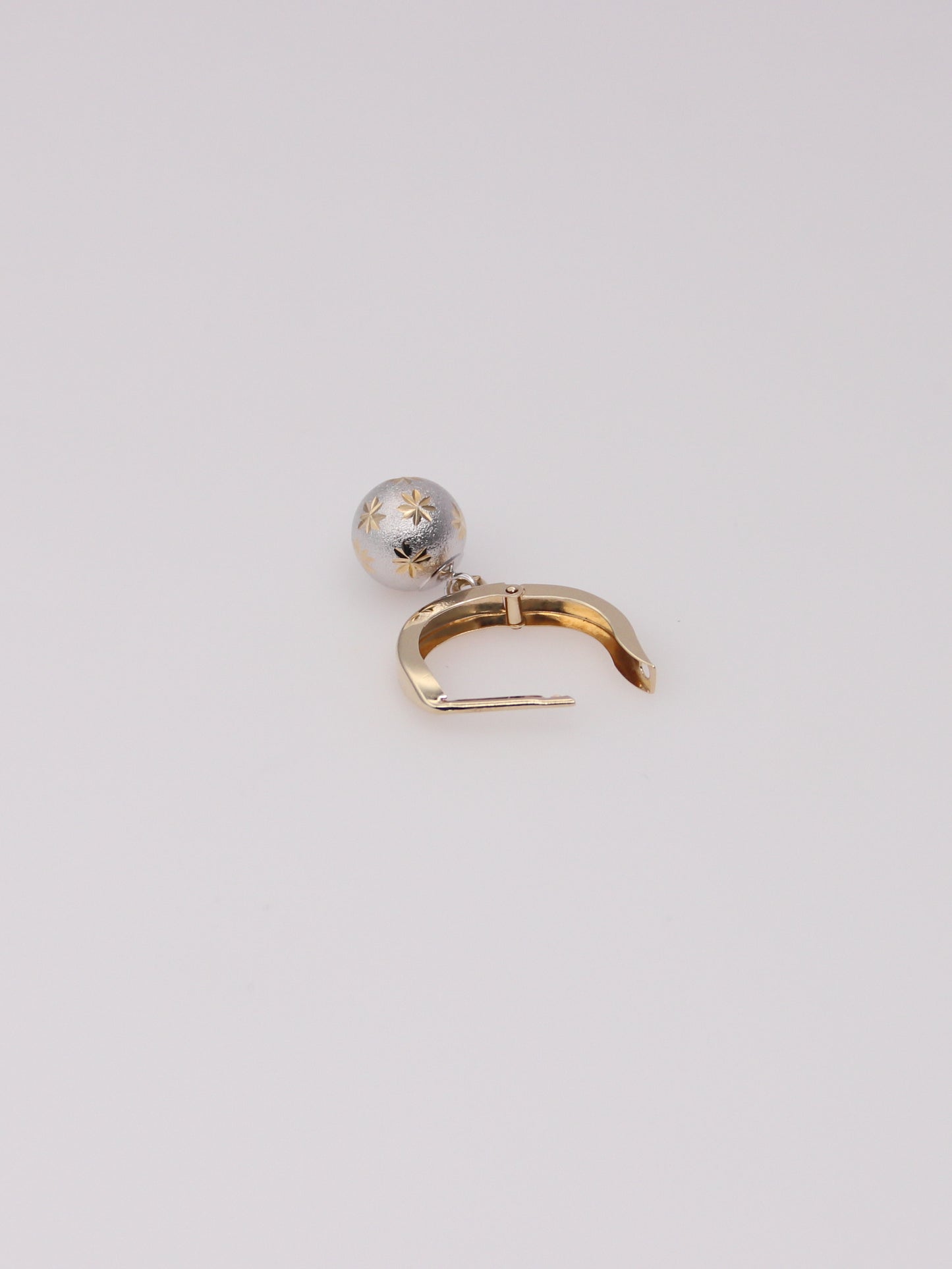 14K Two-Tone Brushed Ball Huggies