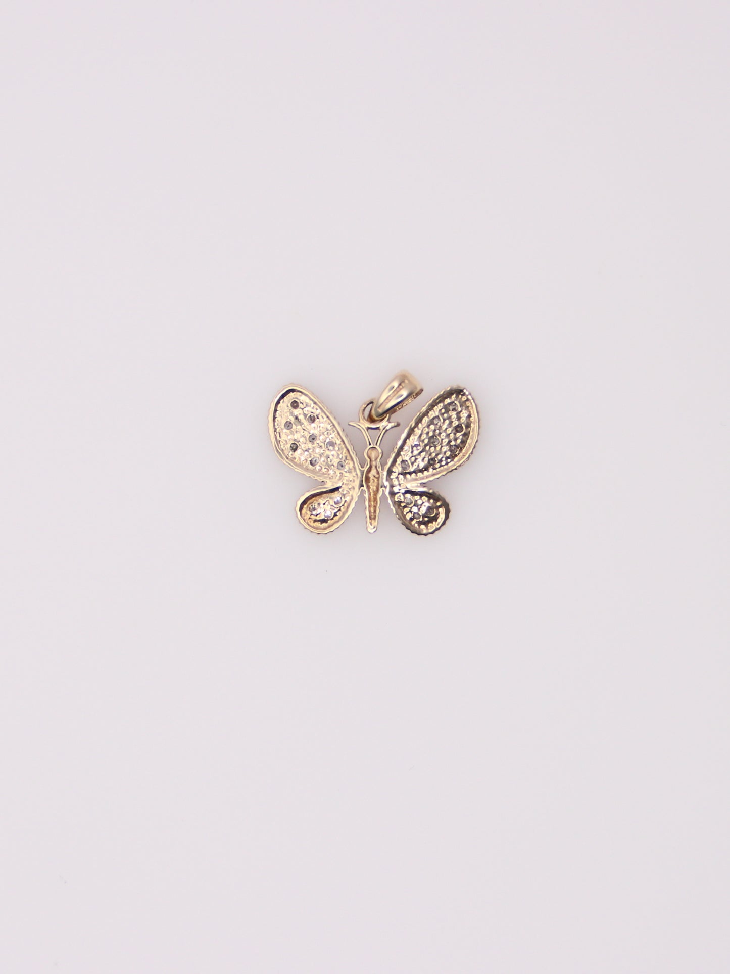 10K Two-Tone Diamond Butterfly Pendant