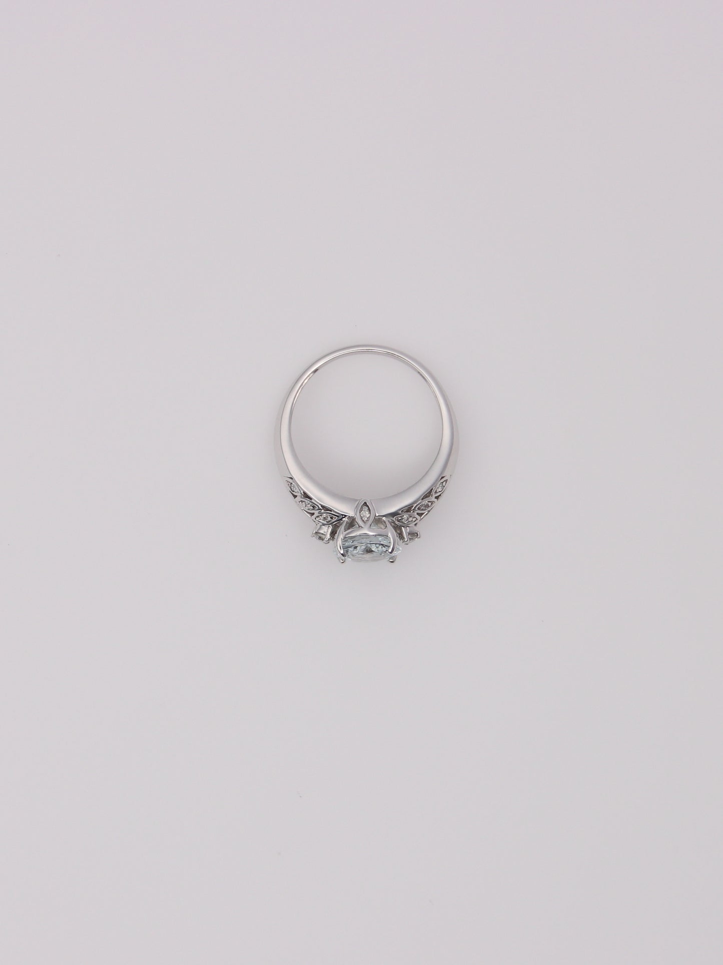 14K White Gold Aquamarine and Diamond Ring