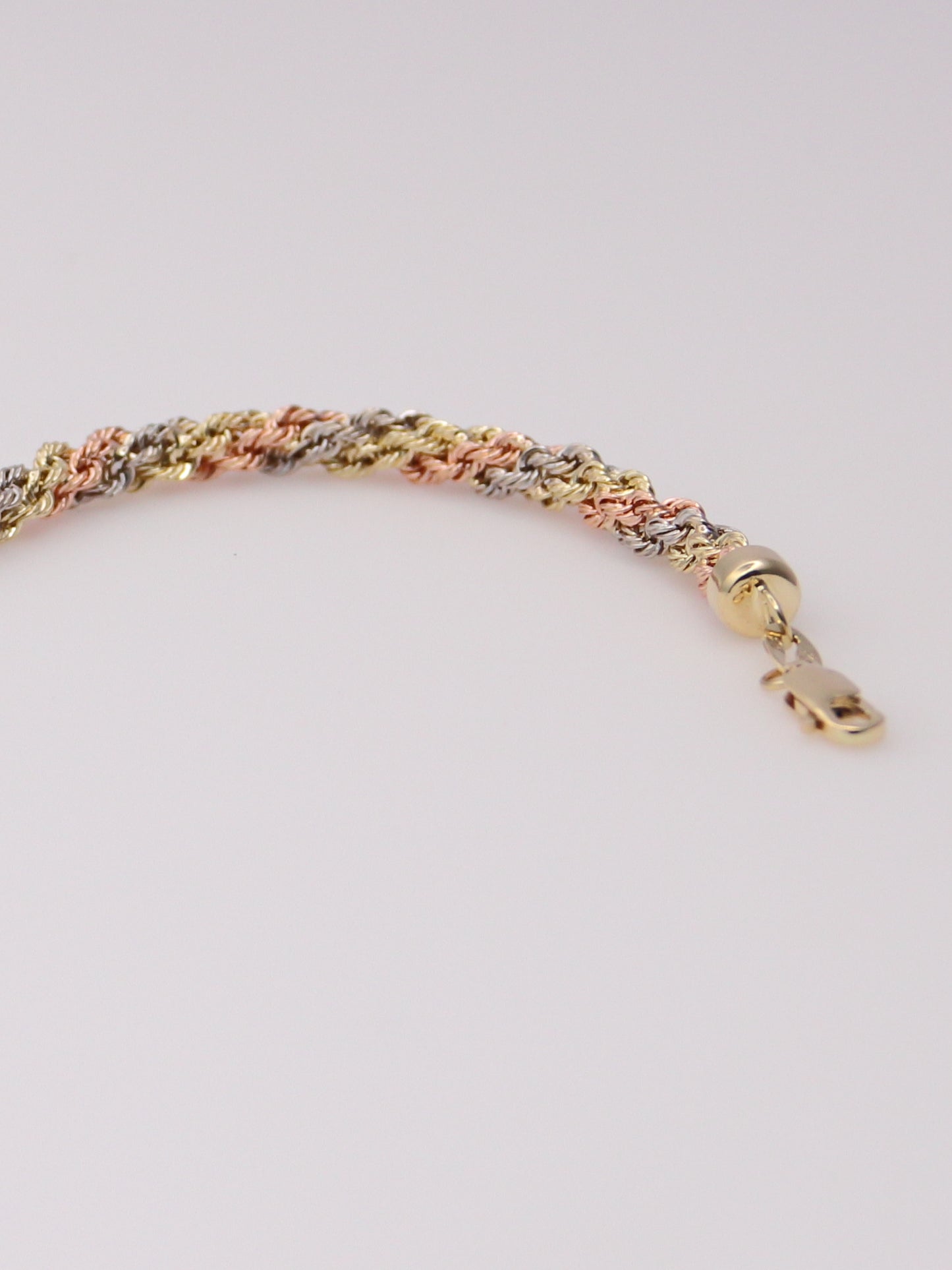 14K Tri-Tone Braided Rope Bracelet