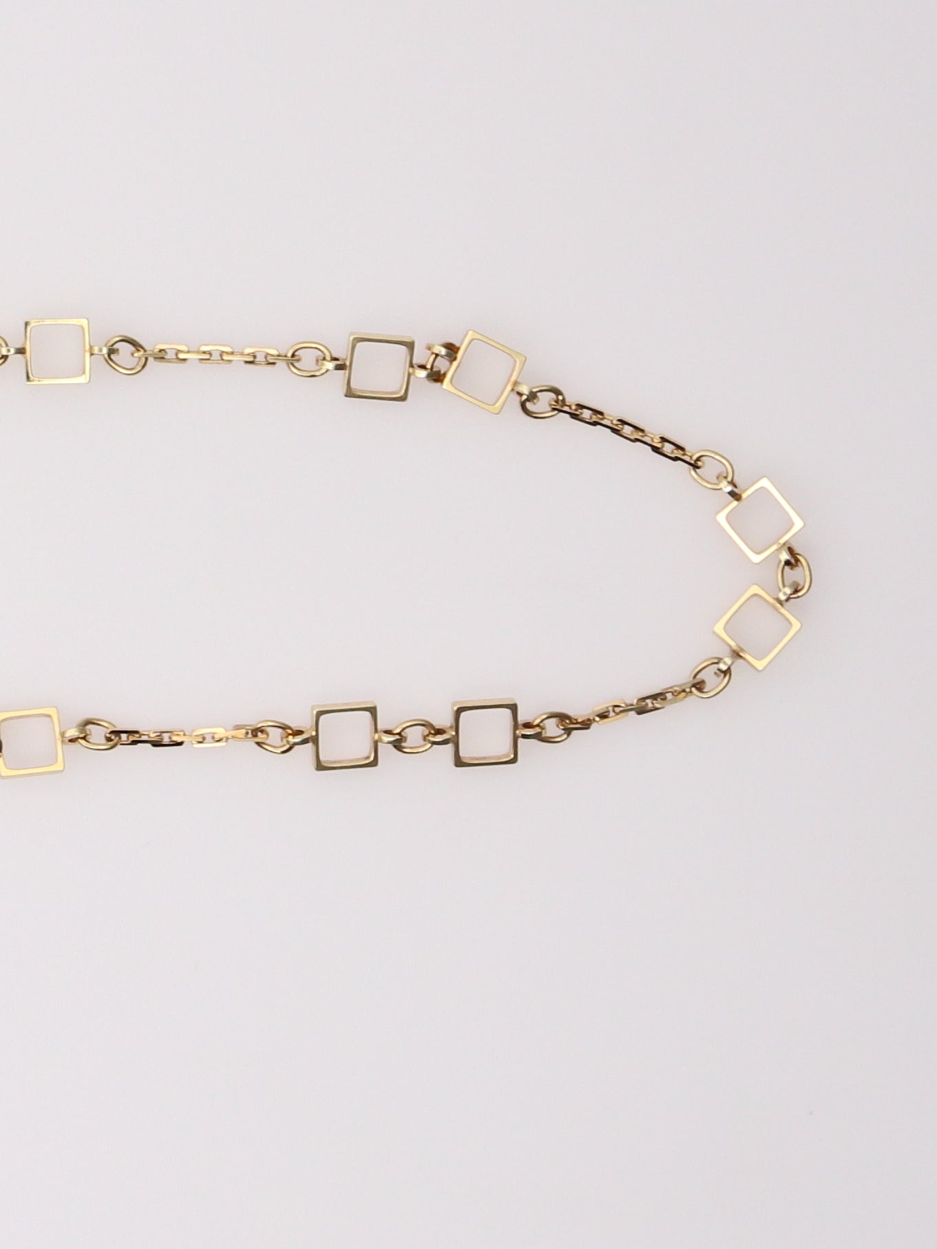 14K Yellow Gold Vintage Fancy Square Link Necklace