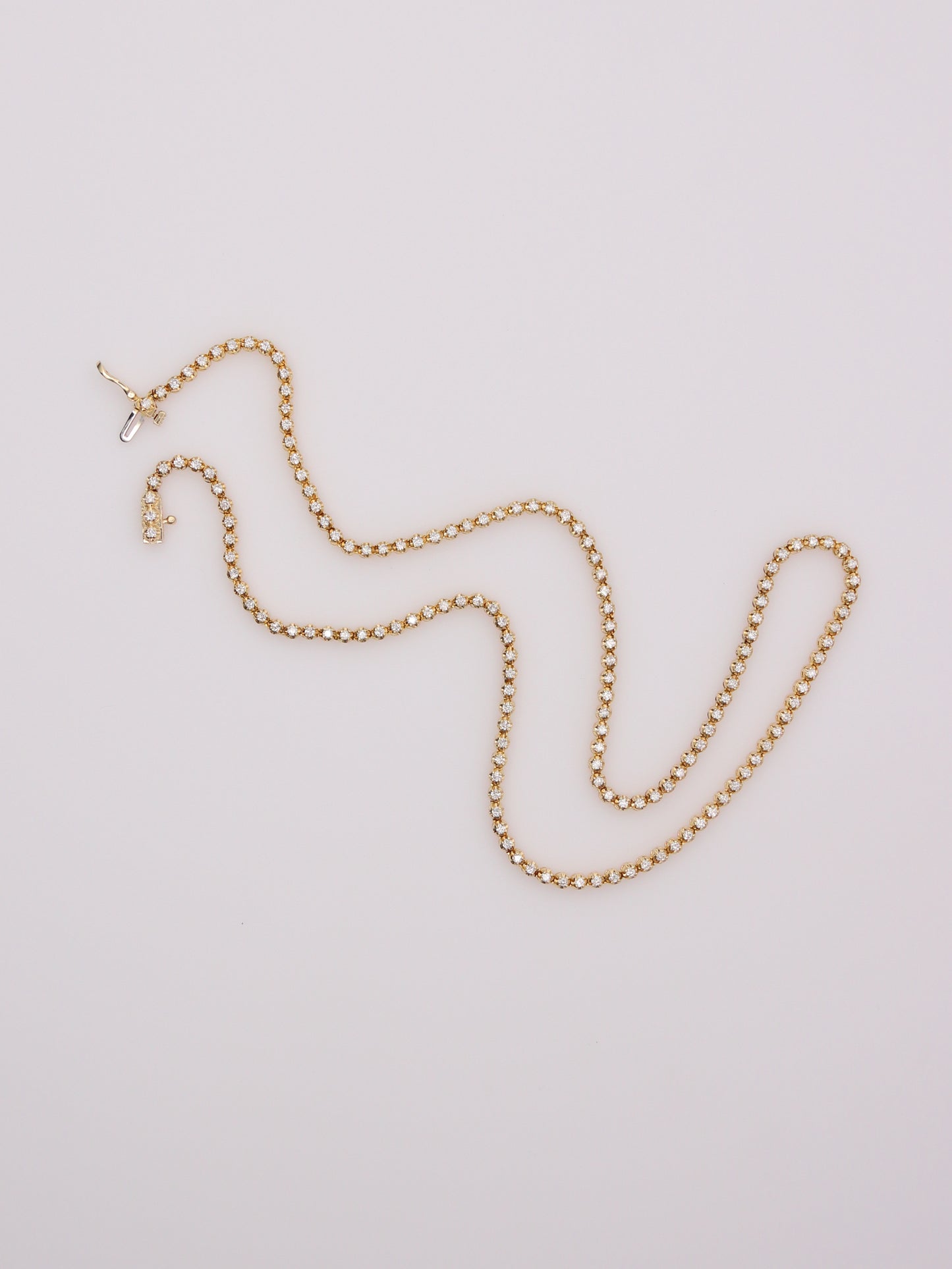14K Yellow Gold Diamond Tennis Necklace