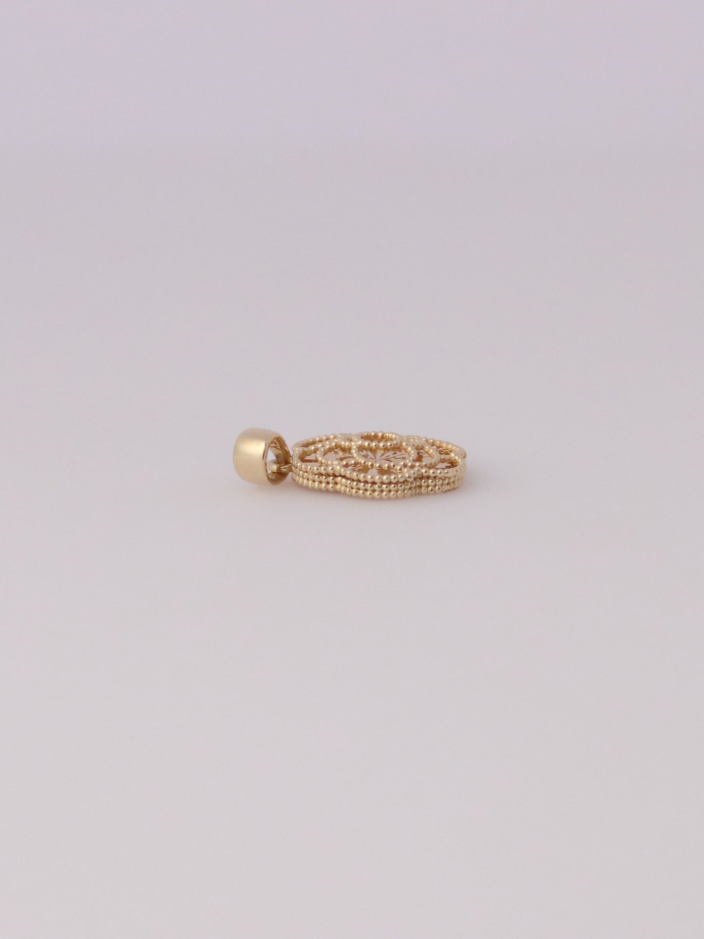 14K Yellow Gold Guilloché Rose Pendant