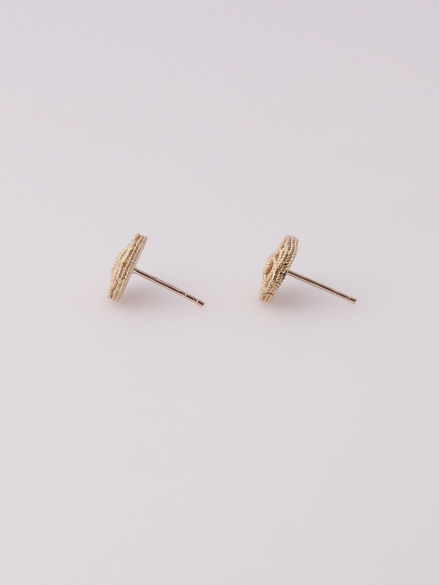 14K Yellow Gold Guiloche Rose Earrings