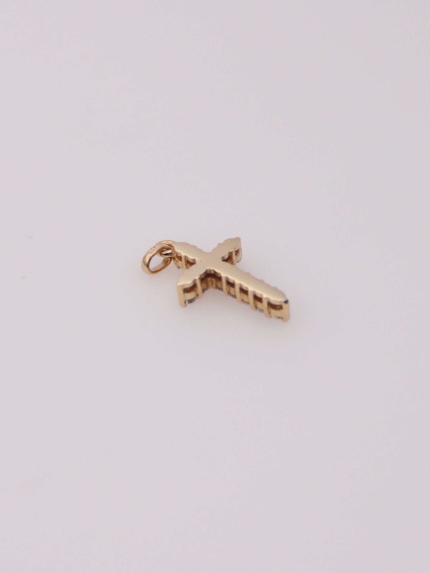 14K Yellow Gold Diamond Cross Pendant