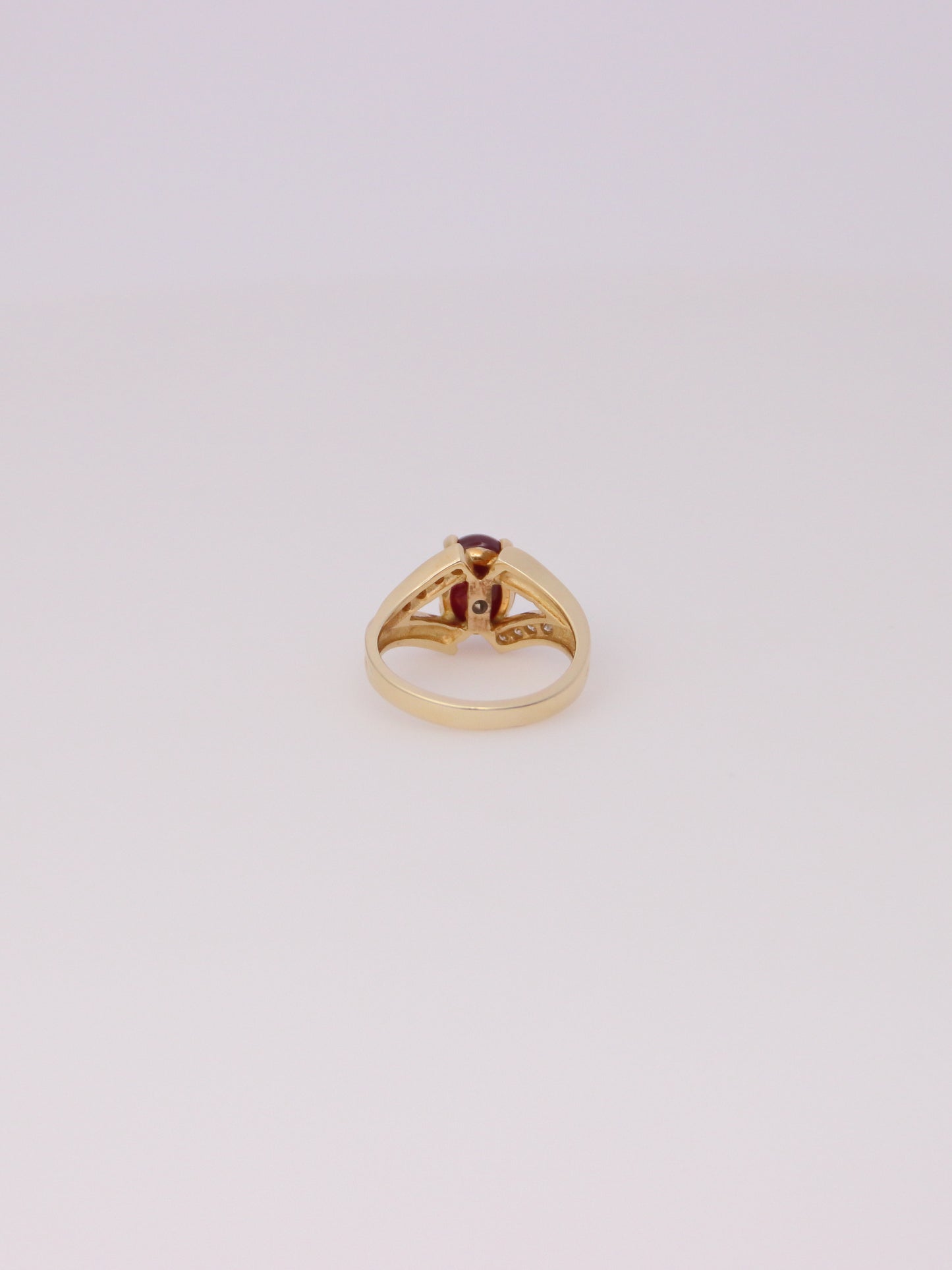 14K Yellow Gold Star Ruby and Diamond Ring