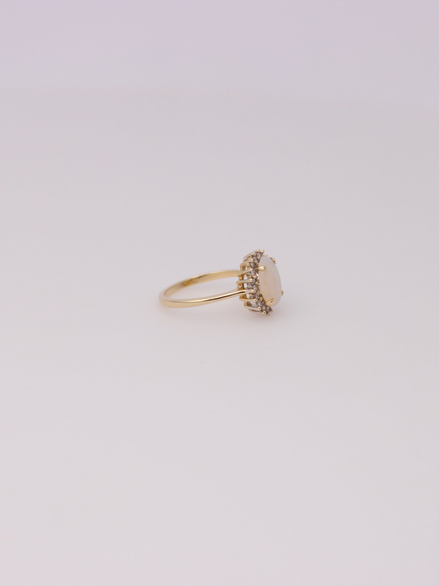 14K Yellow Gold Jelly Opal Diamond Ring