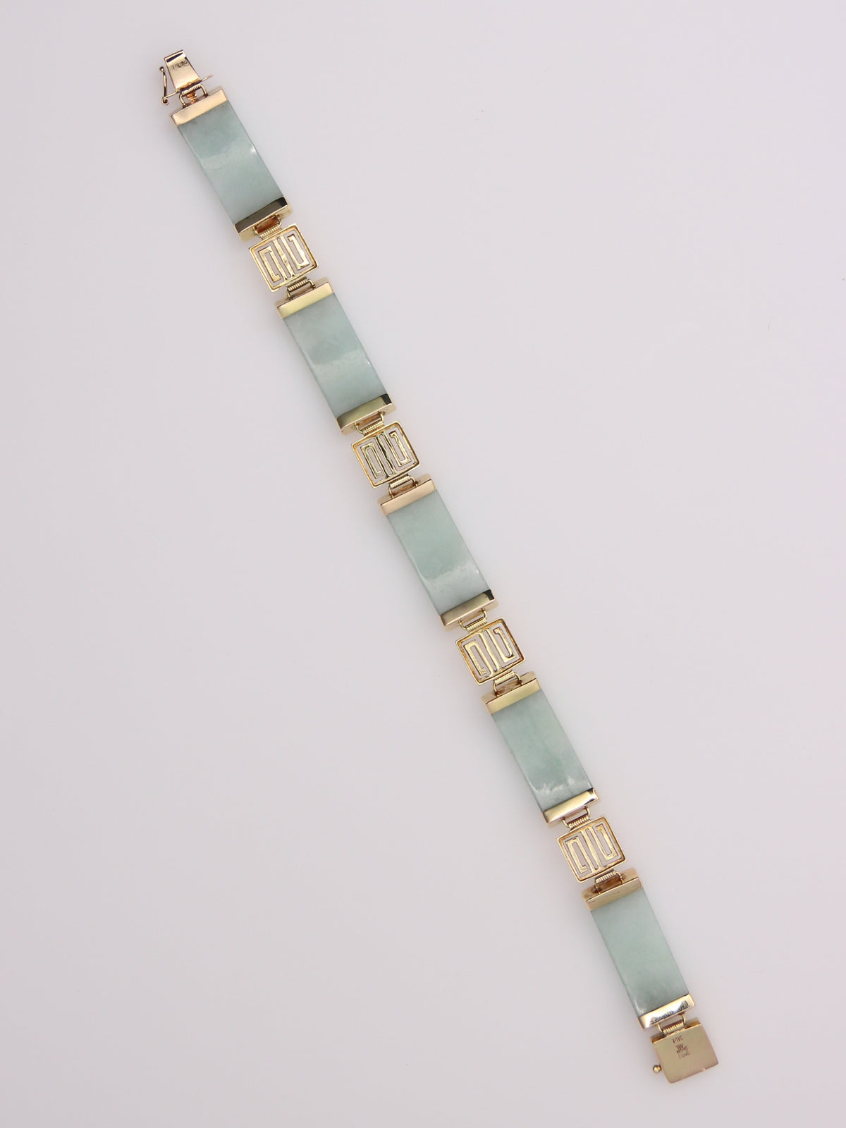 14K Yellow Gold Jade Station Bracelet