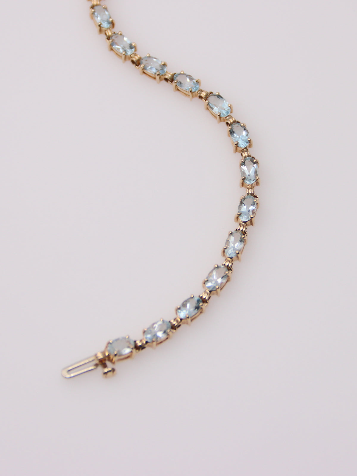 14K Yellow Gold Aquamarine Tennis Bracelet