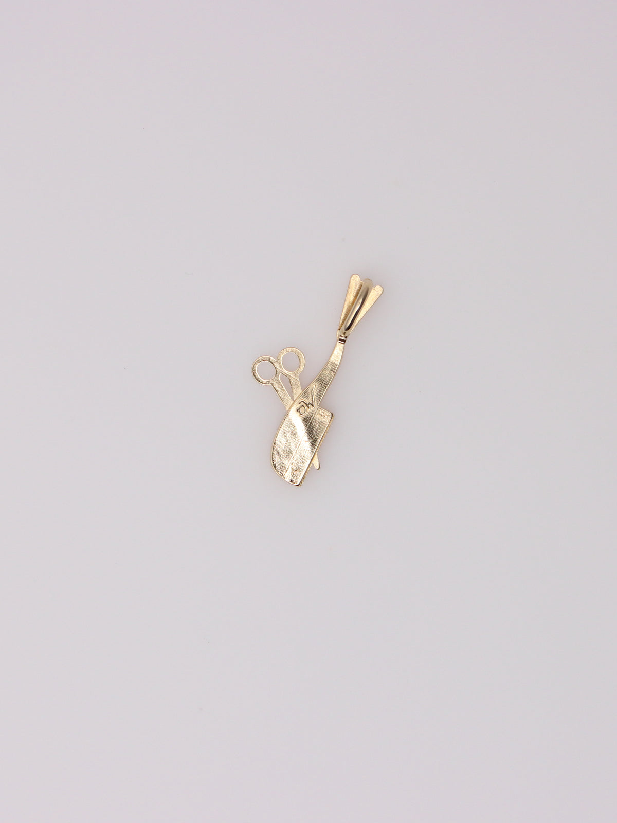 14K Yellow Gold Comb and Scissors Pendant