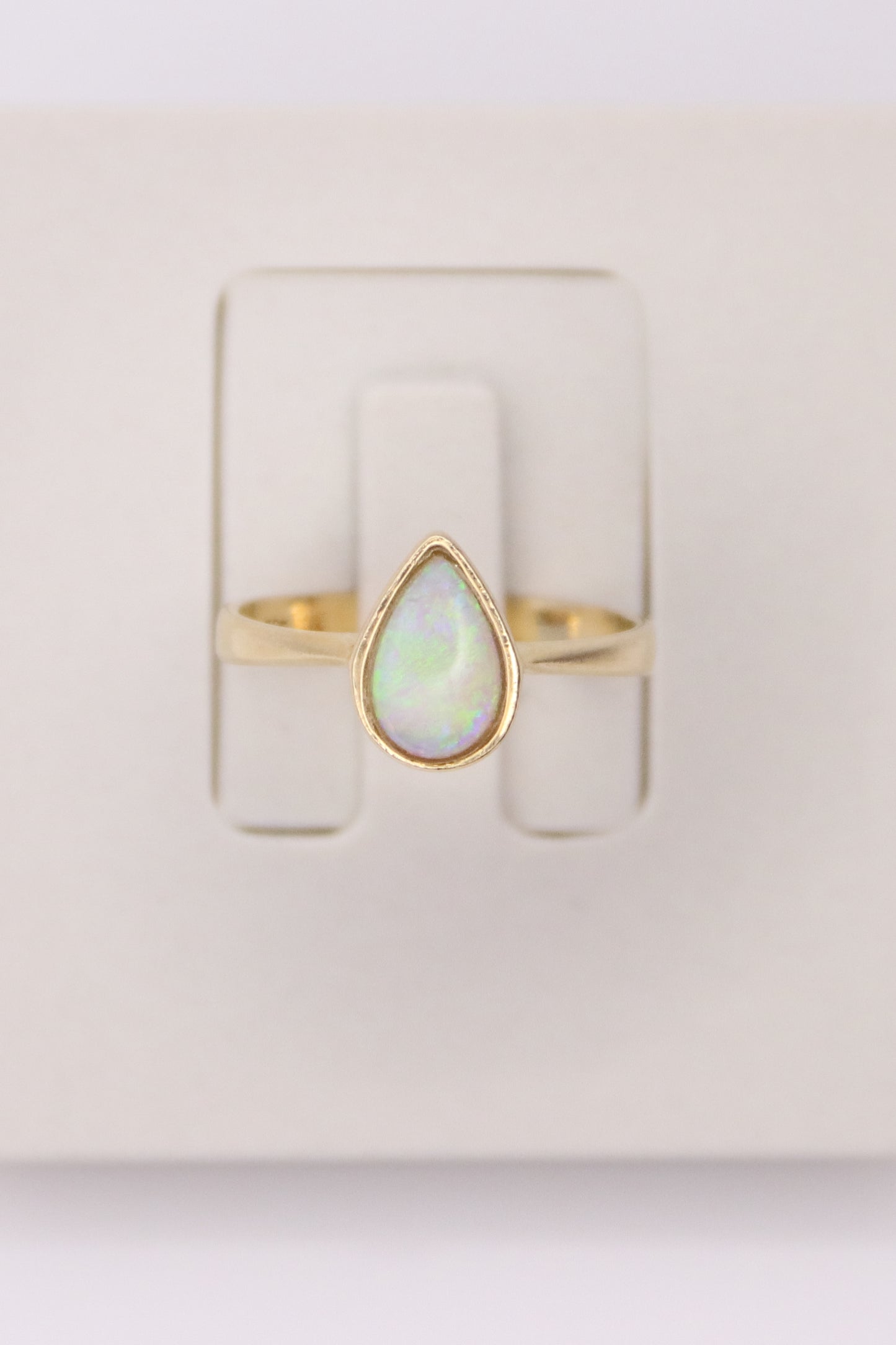 14K Yellow Gold Pear Shaped Opal Ring