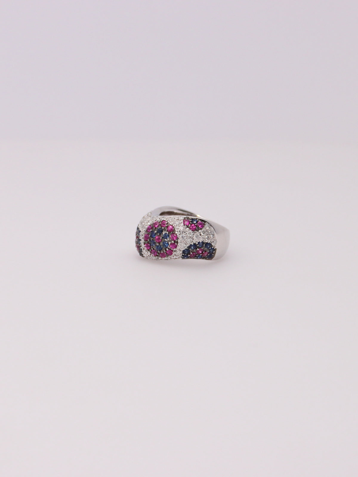 18K Pink and Blue Sapphire Diamond Ring