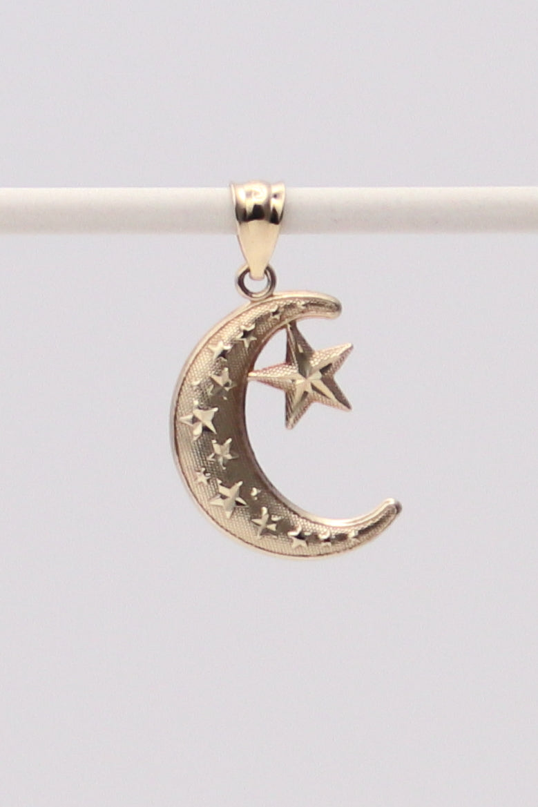 10K Moon and Star Pendant