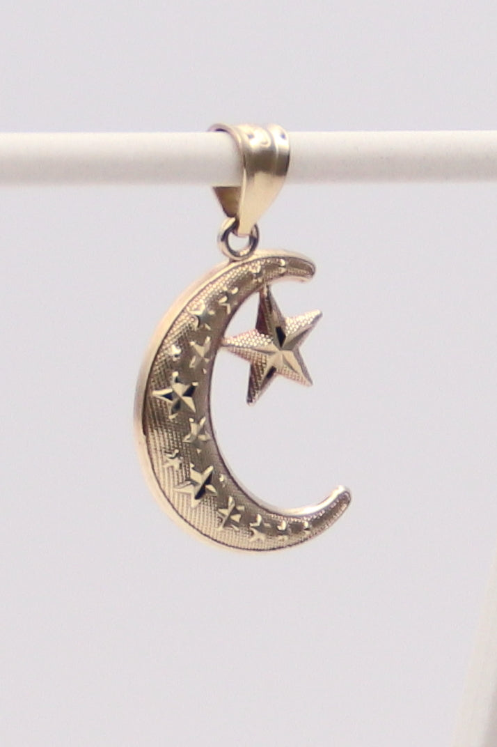 10K Moon and Star Pendant