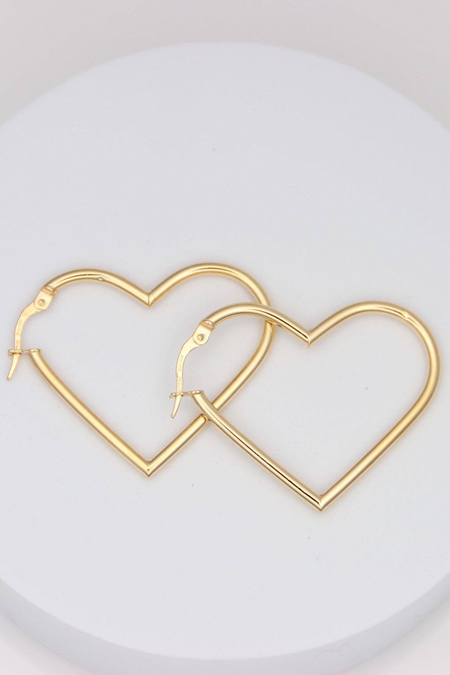 14K Heart Hoops
