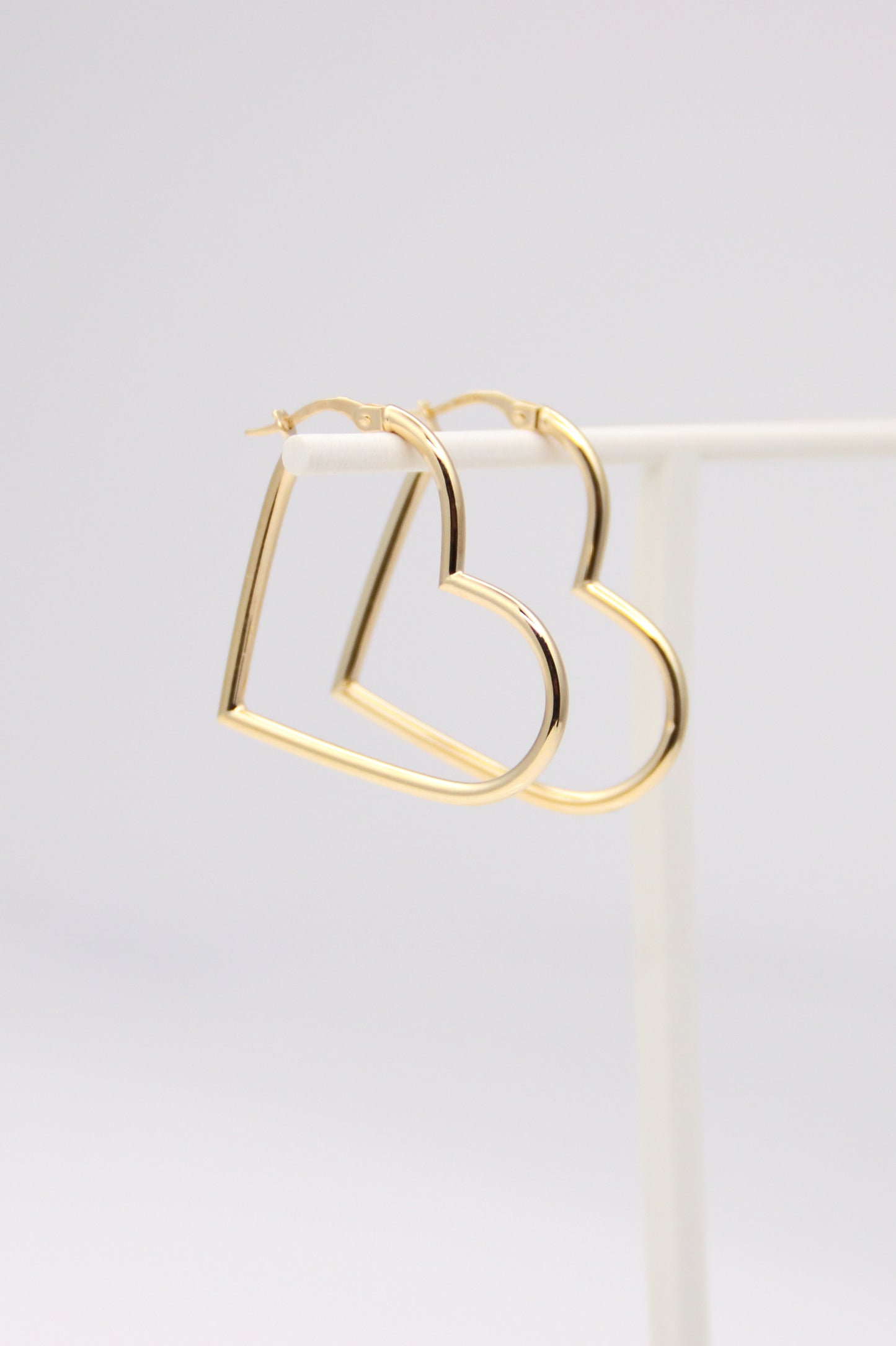 14K Heart Hoops