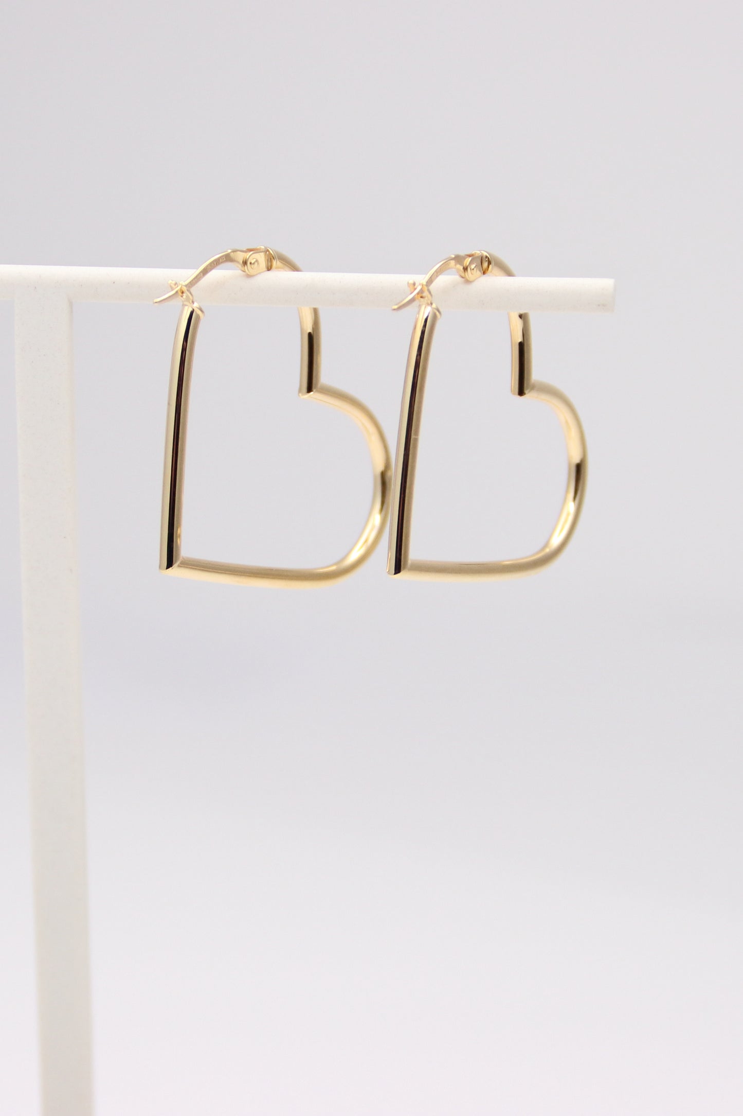 14K Heart Hoops
