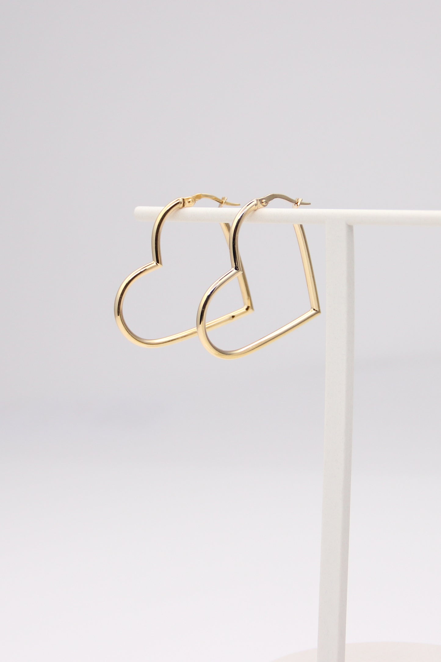 14K Heart Hoops
