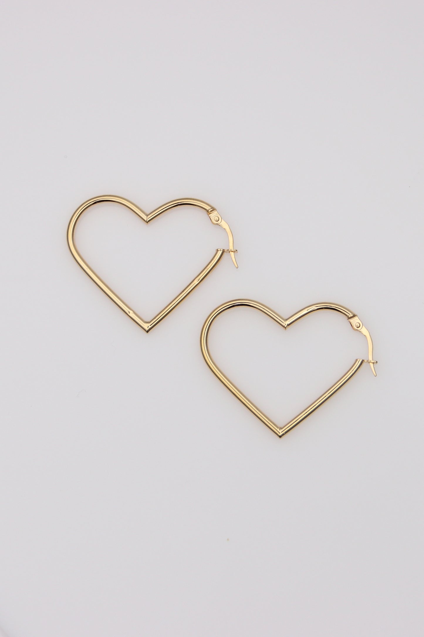 14K Heart Hoops