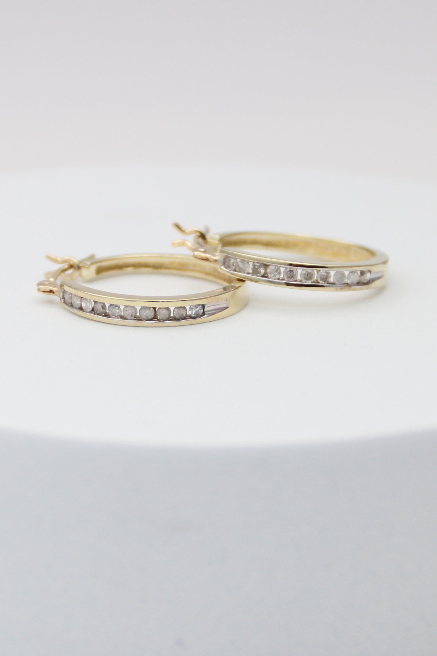 14K Yellow Gold Diamond Hoops