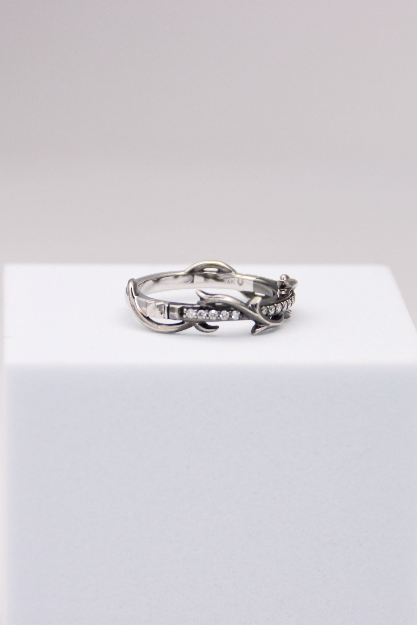 14K Black and White Gold Diamond Wedding Band