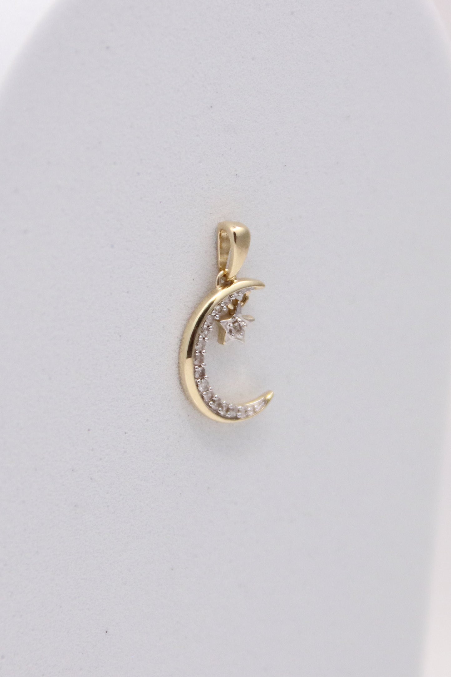 10K Yellow Gold Diamond Moon Pendant