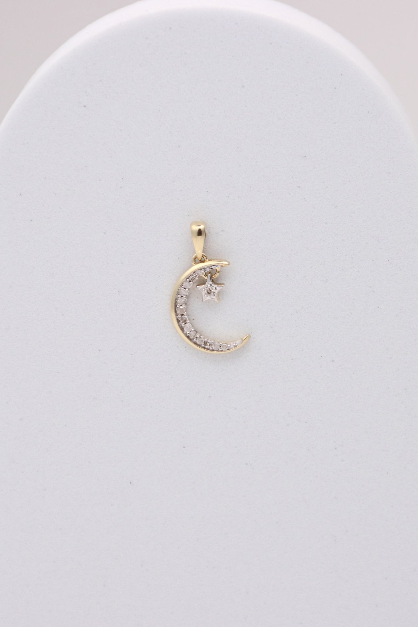 10K Yellow Gold Diamond Moon Pendant