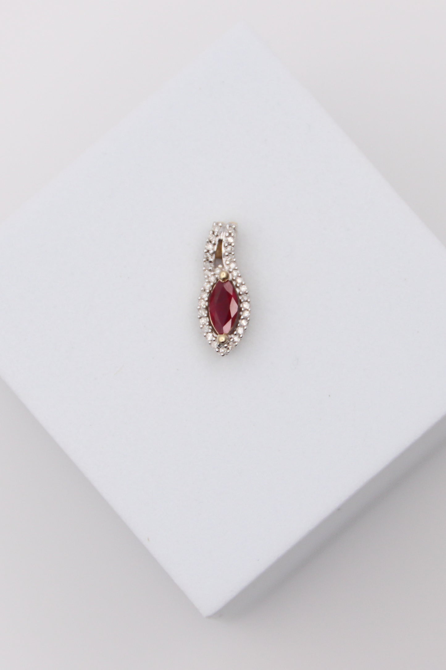 14K Yellow Gold Pink Stone and Diamond Pendant