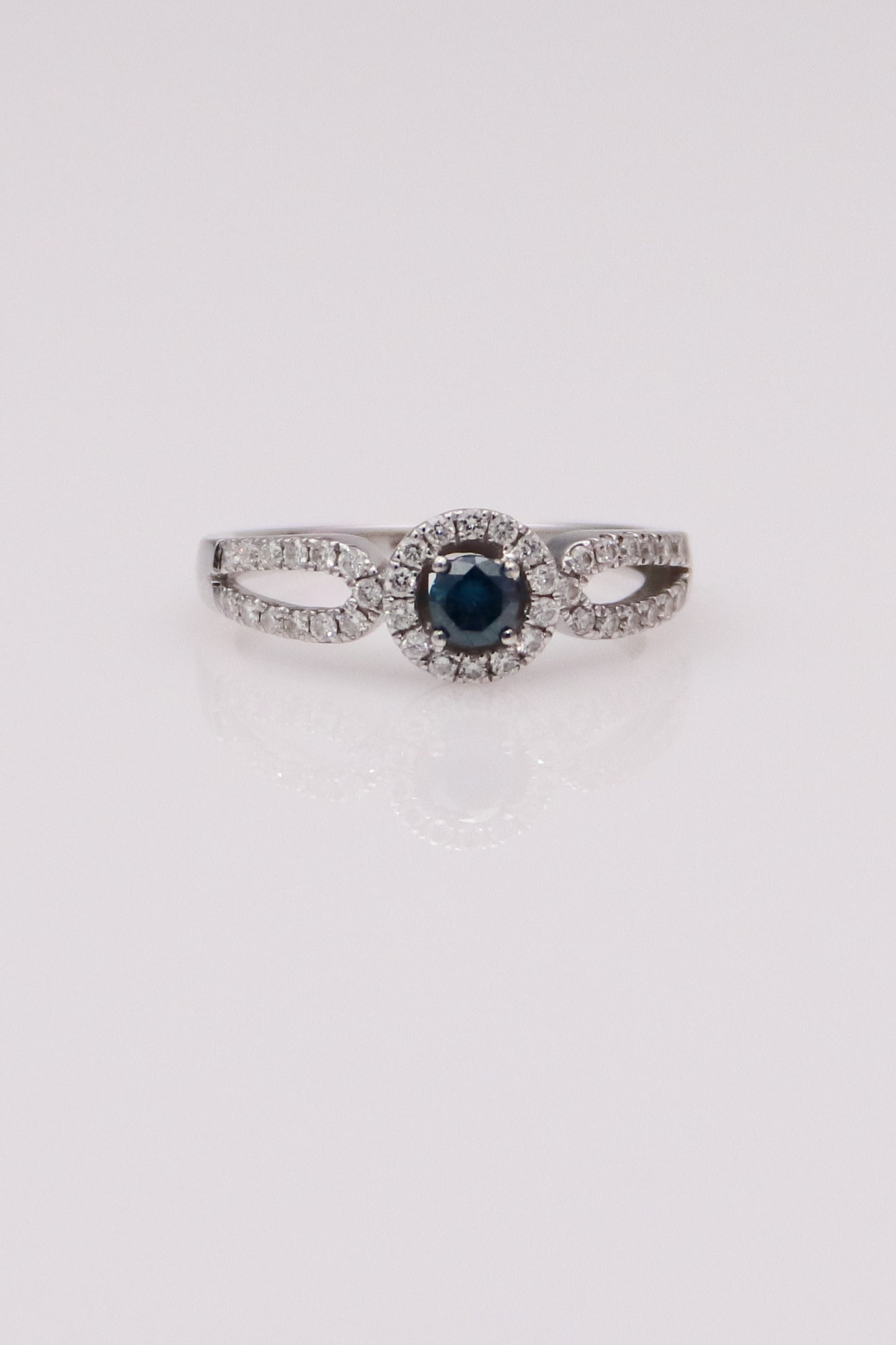 14K White Gold Levian Blue Diamond Ring