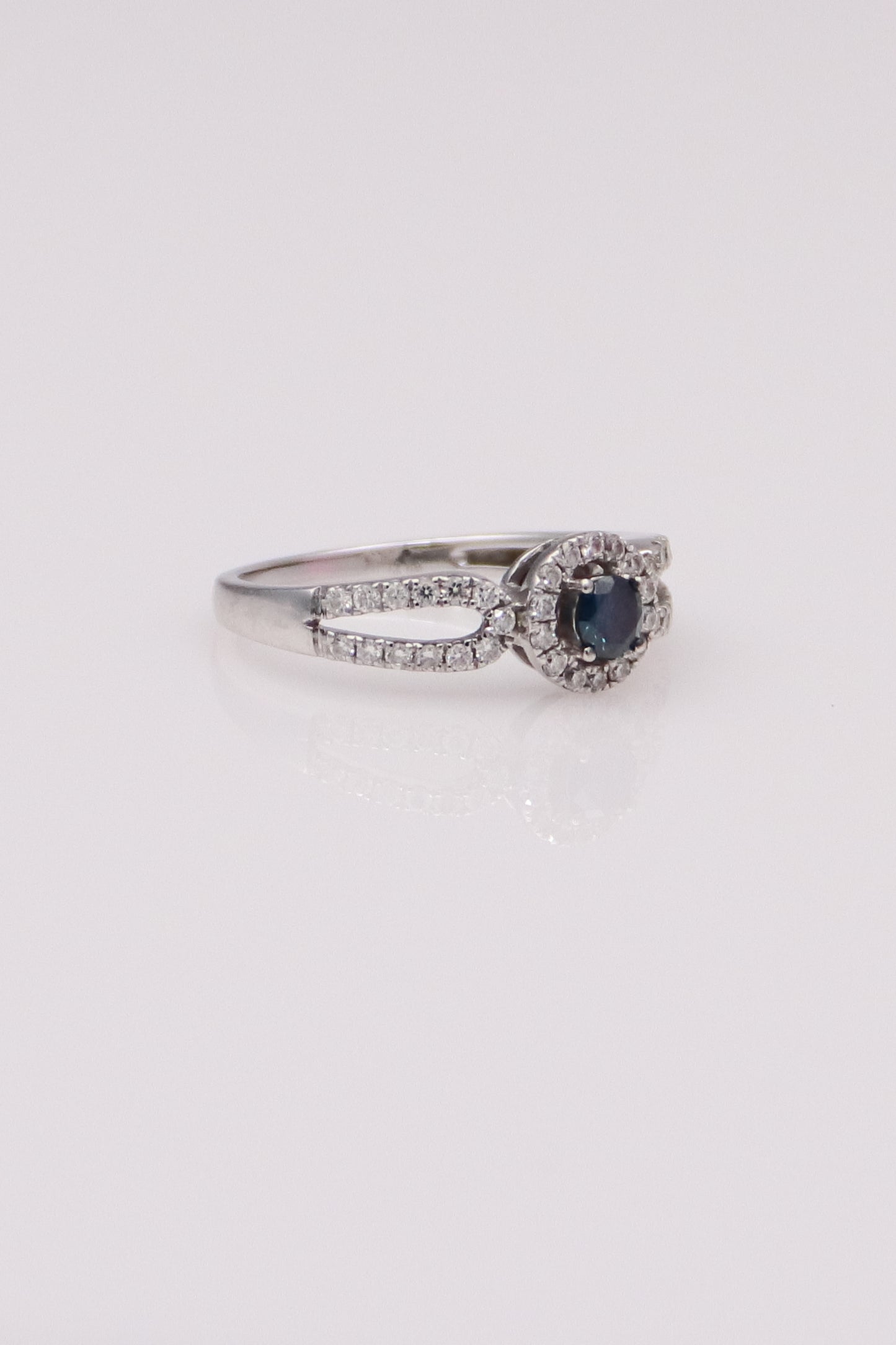 14K White Gold Levian Blue Diamond Ring