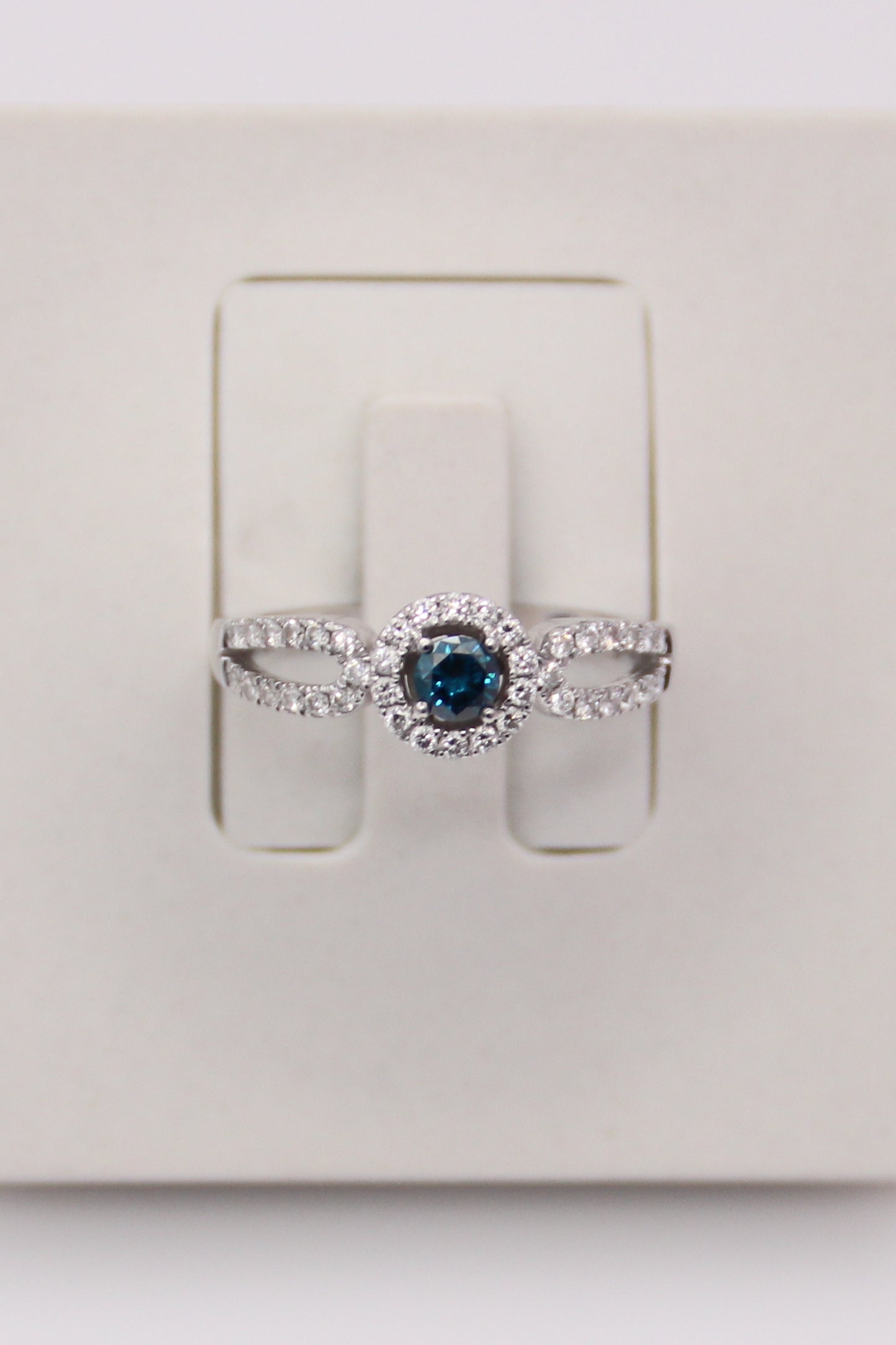 14K White Gold Levian Blue Diamond Ring