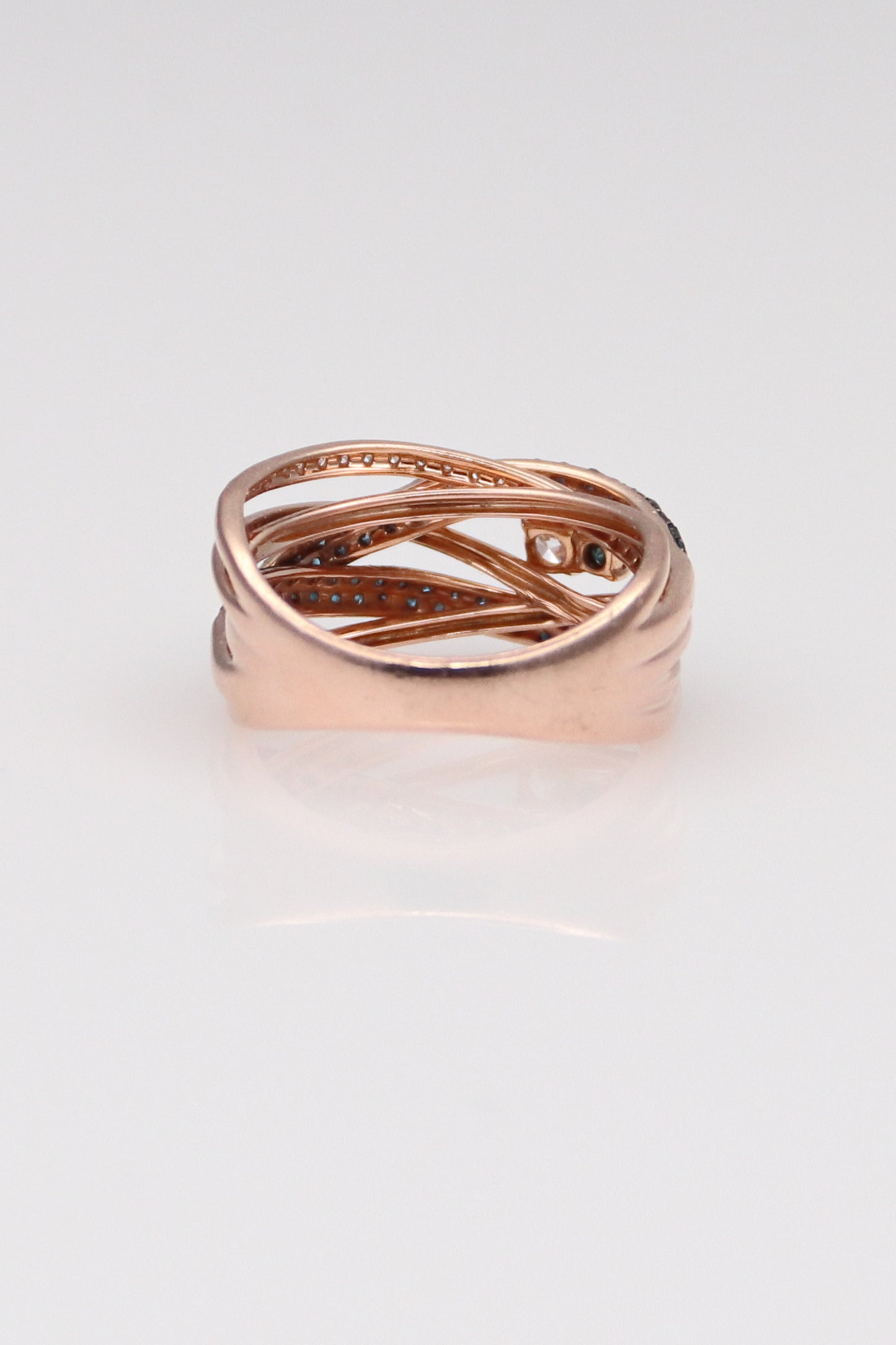 14K Rose Gold Blue and White Diamond Ring