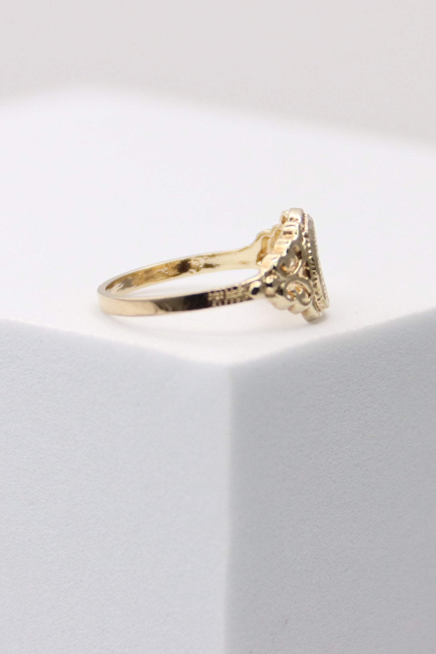10K Yellow Gold Moon and Star Ring