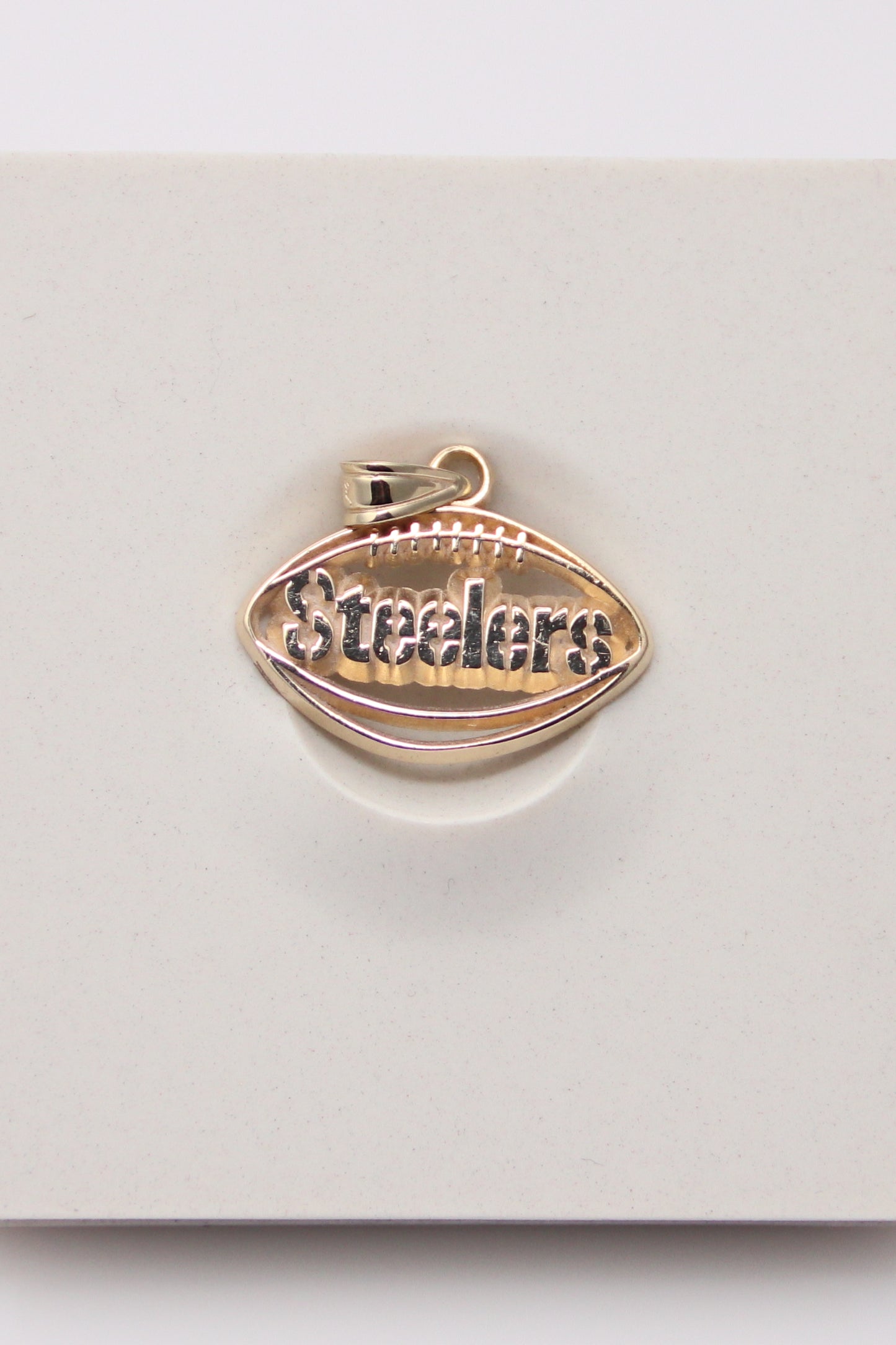 14K Yellow Gold Steeler's Football Pendant