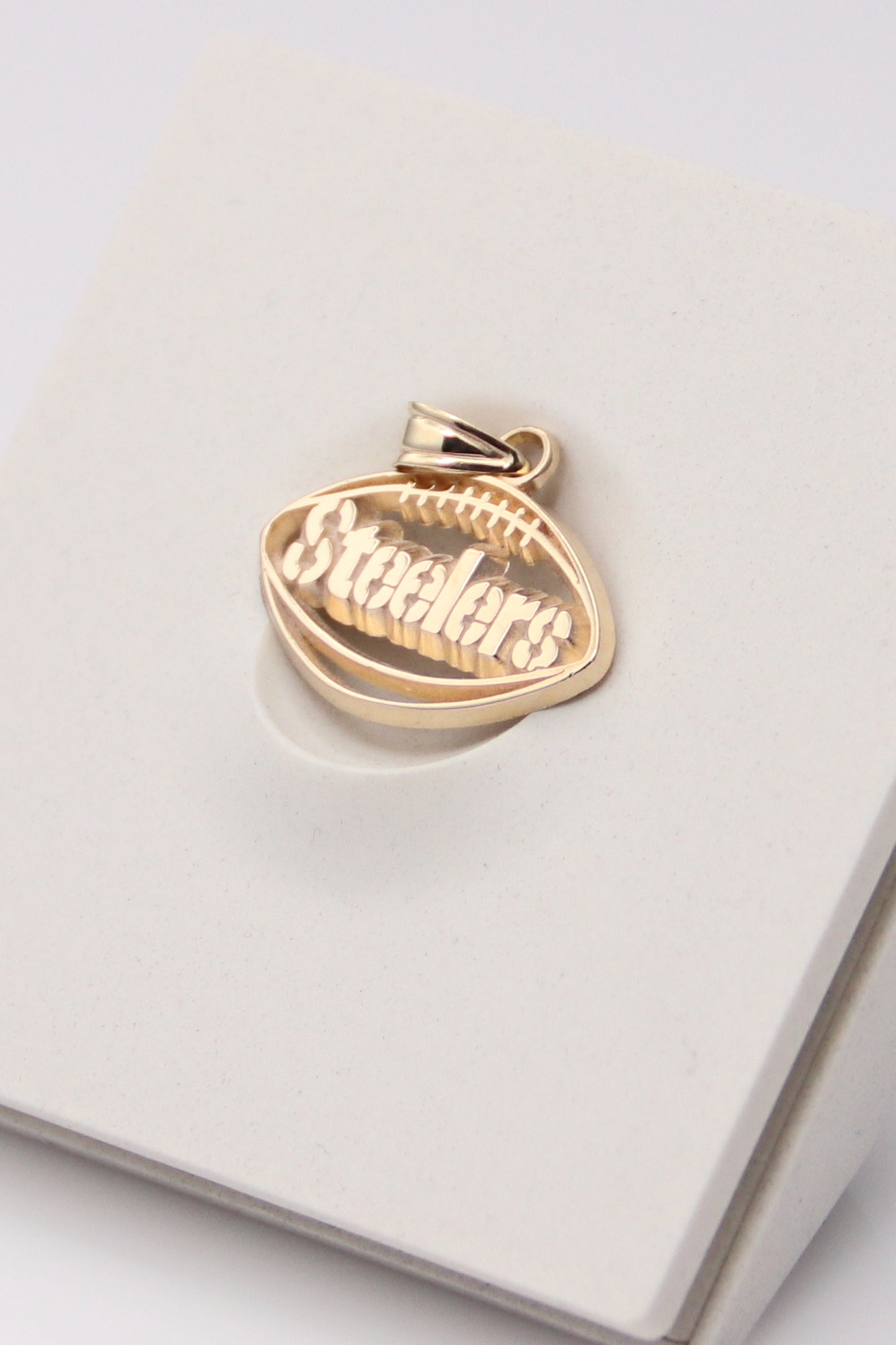 14K Yellow Gold Steeler's Football Pendant