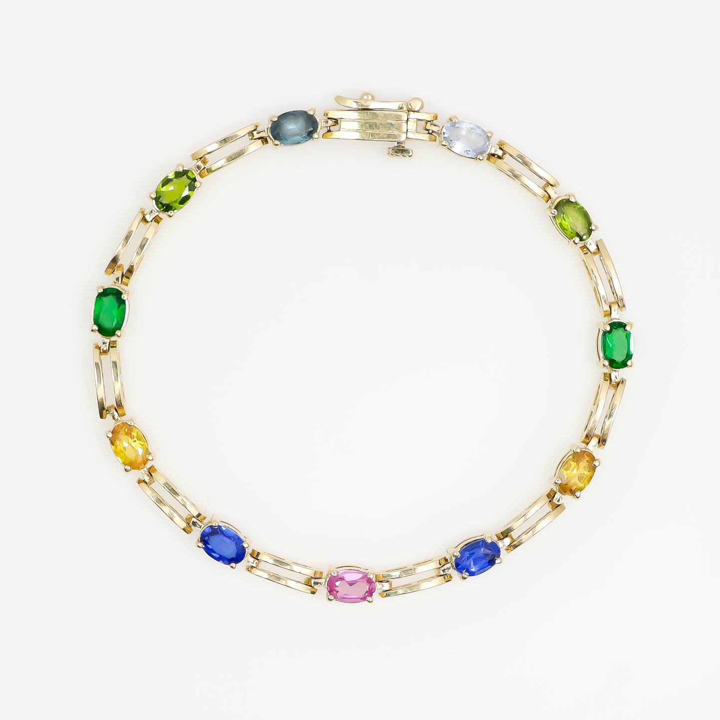 14K Yellow Gold Multi Gemstone Bracelet