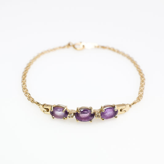 14K Yellow Gold Bracelet with Purple Stones