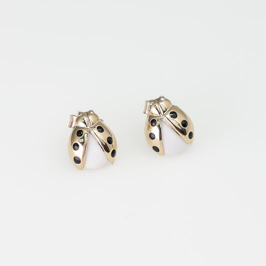14K Yellow Gold Ladybug Stud Earrings