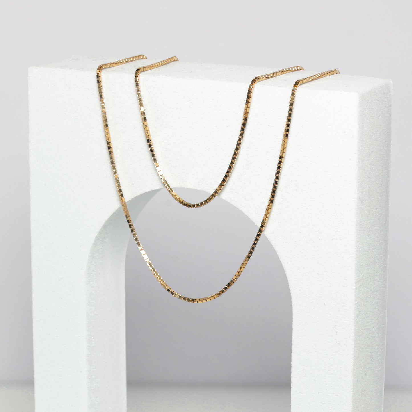 14K Yellow Gold Box Necklace