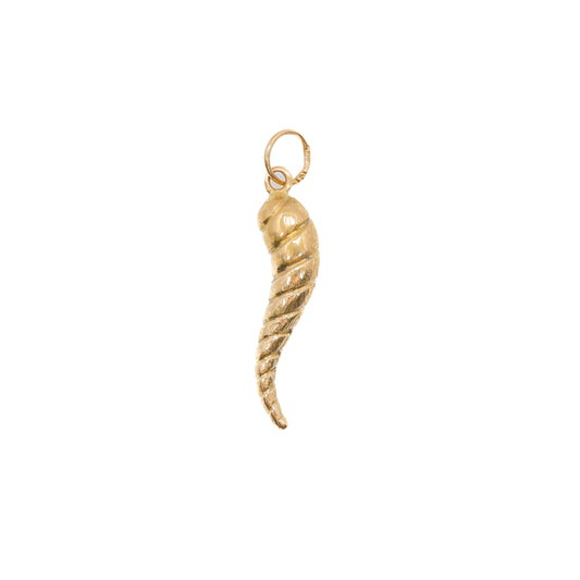 14K Yellow Gold Twisted Italian Horn Pendant