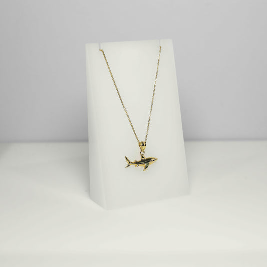 14K Yellow Gold Necklace with Shark Pendant
