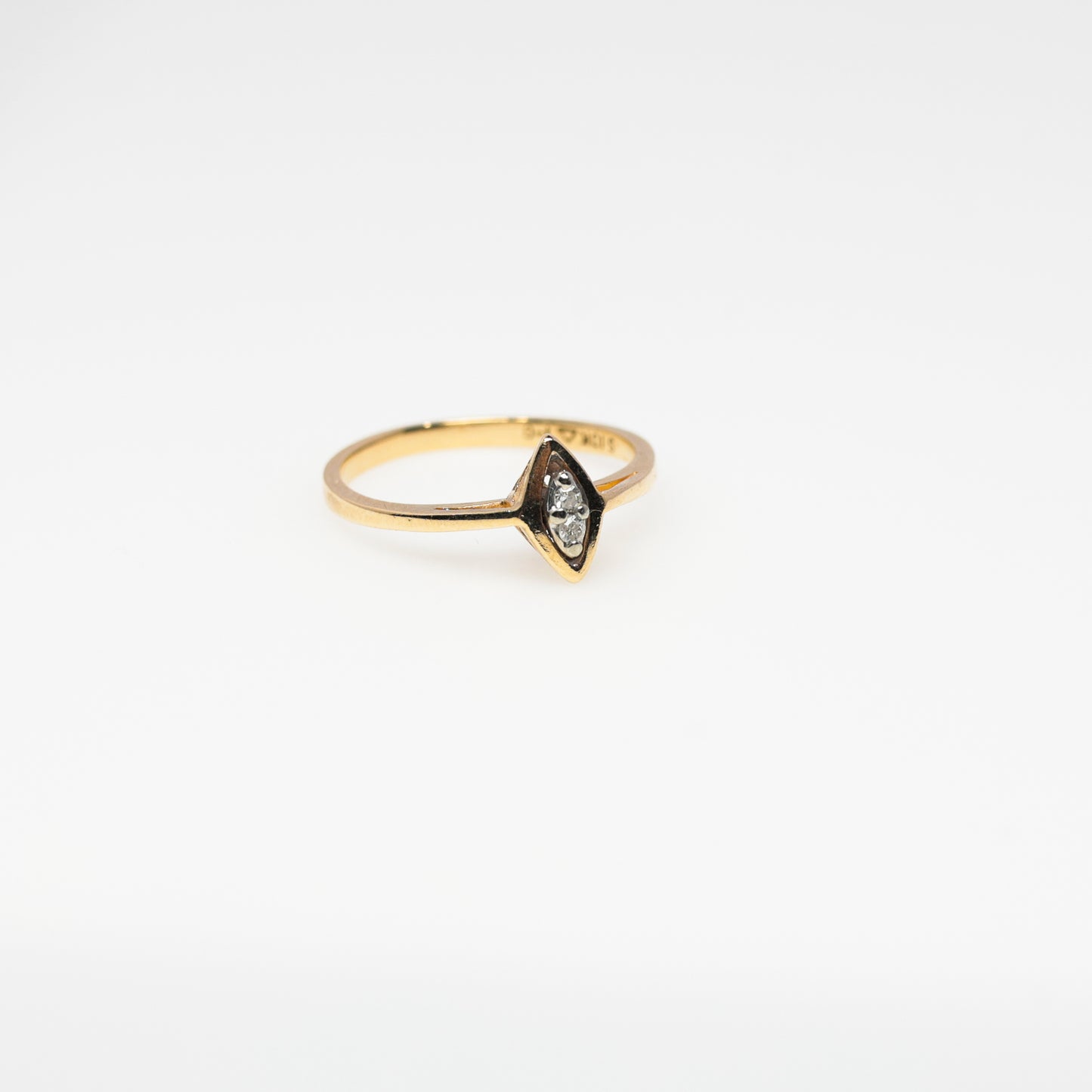 10K Yellow Gold Ring with 2 Small Diamonds
