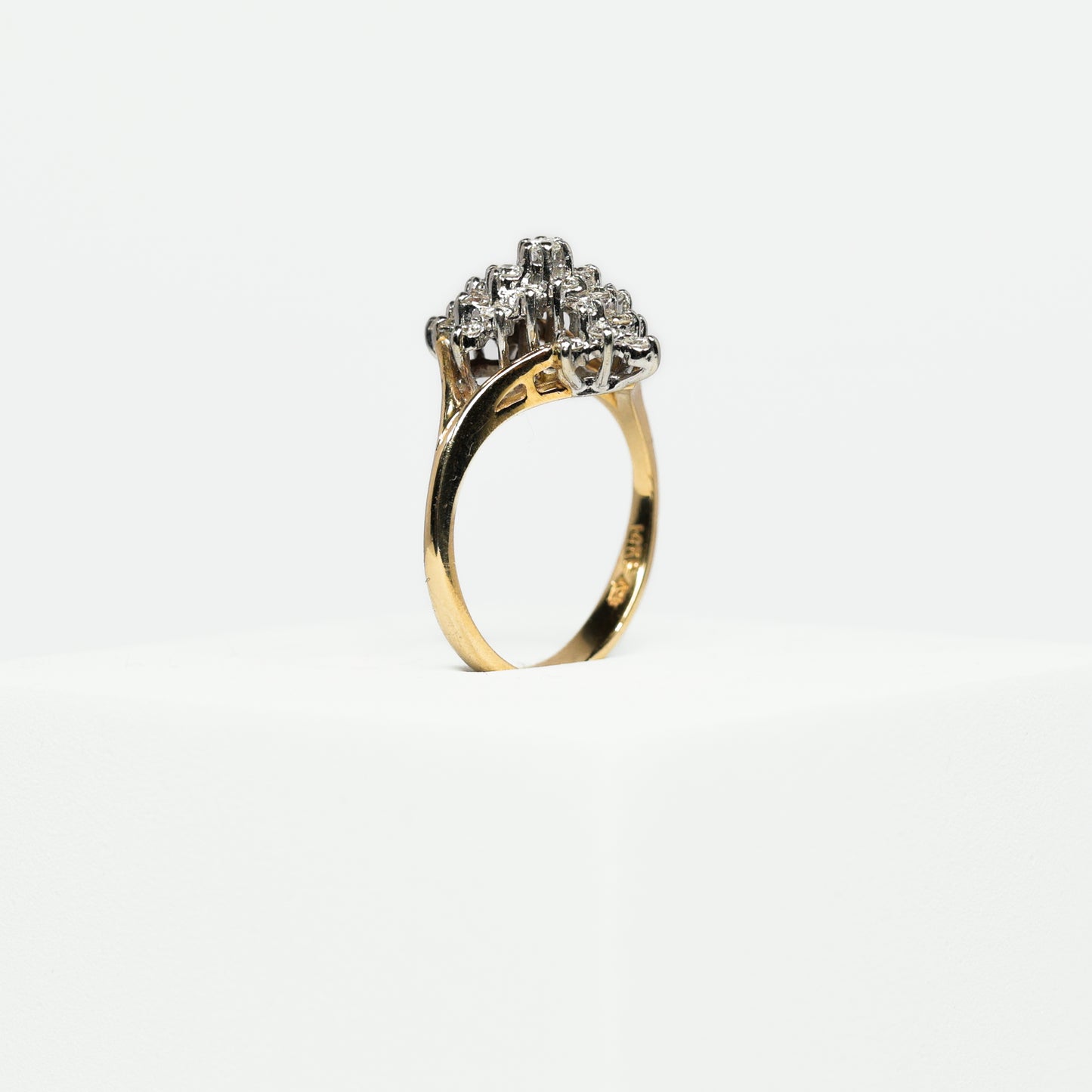 14K Yellow Gold Diamond Cluster Ring