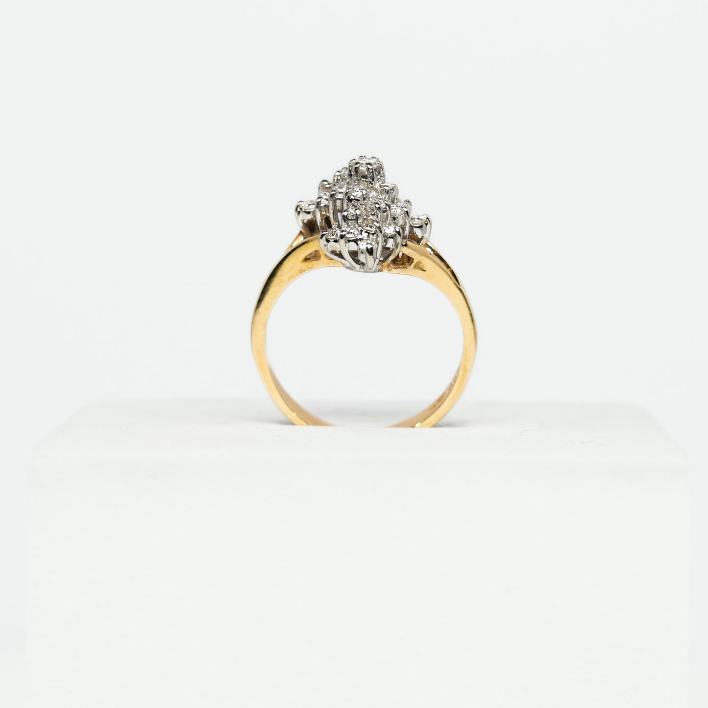 14K Yellow Gold Diamond Cluster Ring