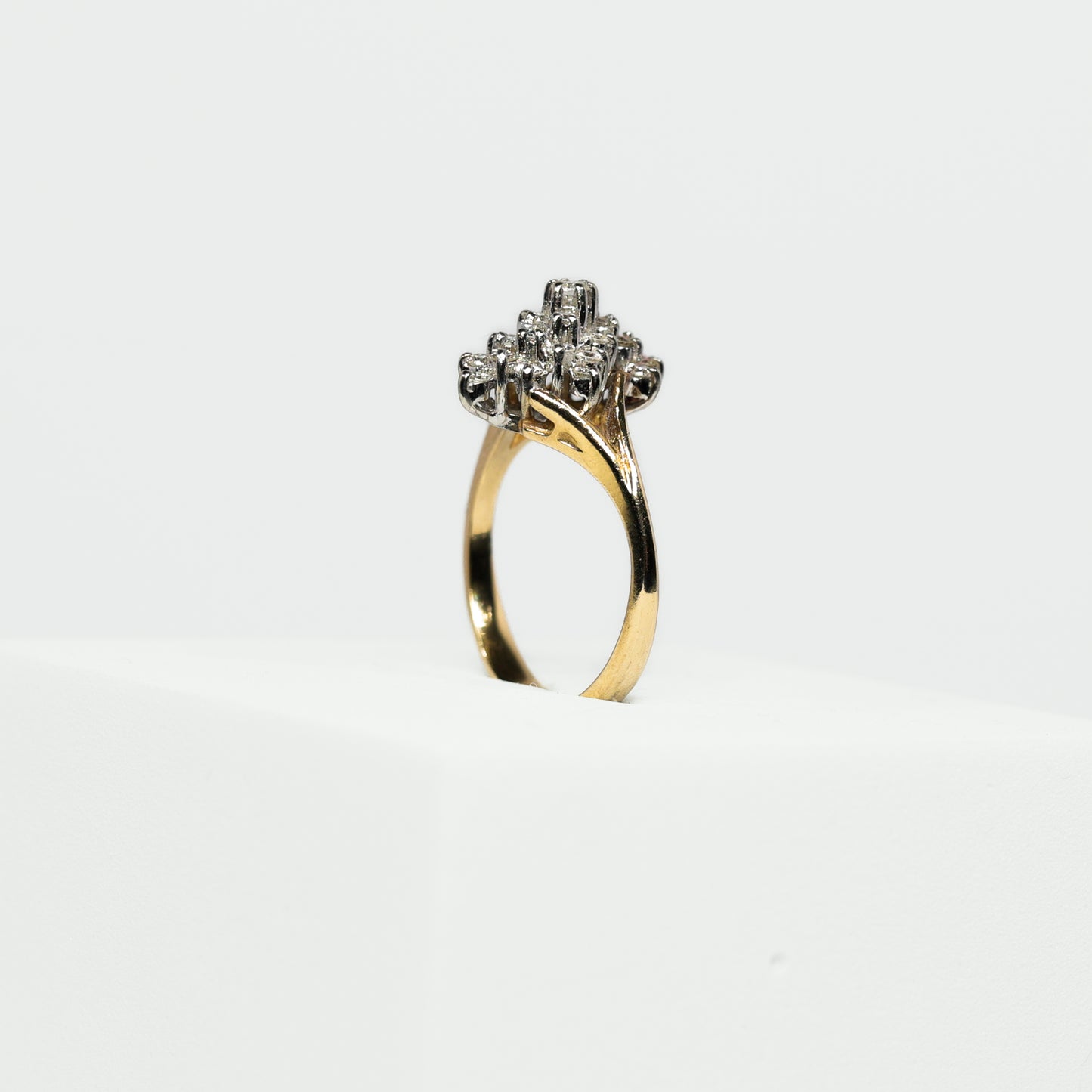 14K Yellow Gold Diamond Cluster Ring