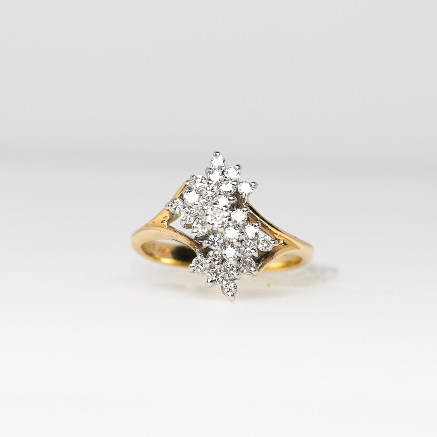 14K Yellow Gold Diamond Cluster Ring