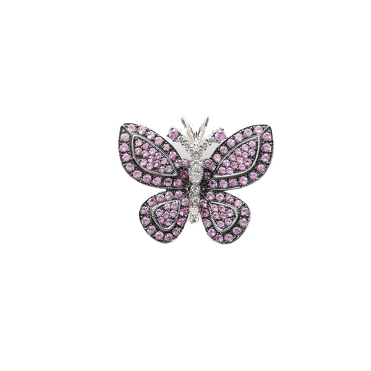 18K Sapphire and Diamond Butterfly Pendant